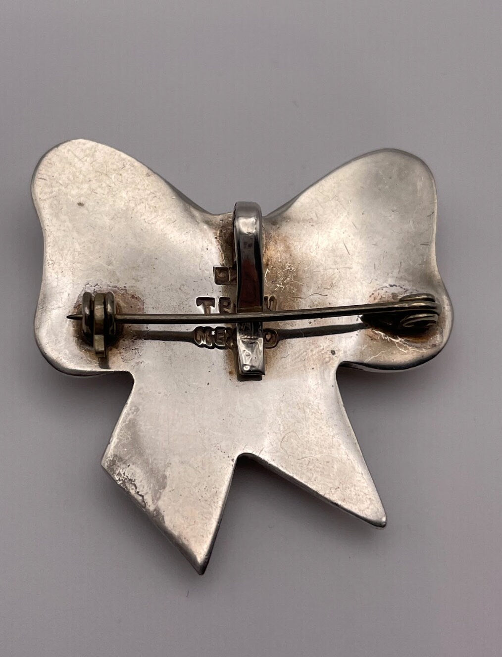 Vintage Taxco Mexico Sterling Silver Puffy Bow Pendant and Pin Combo