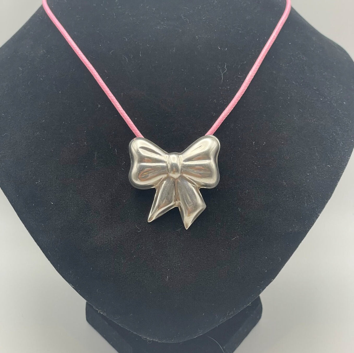 Vintage Taxco Mexico Sterling Silver Puffy Bow Pendant and Pin Combo