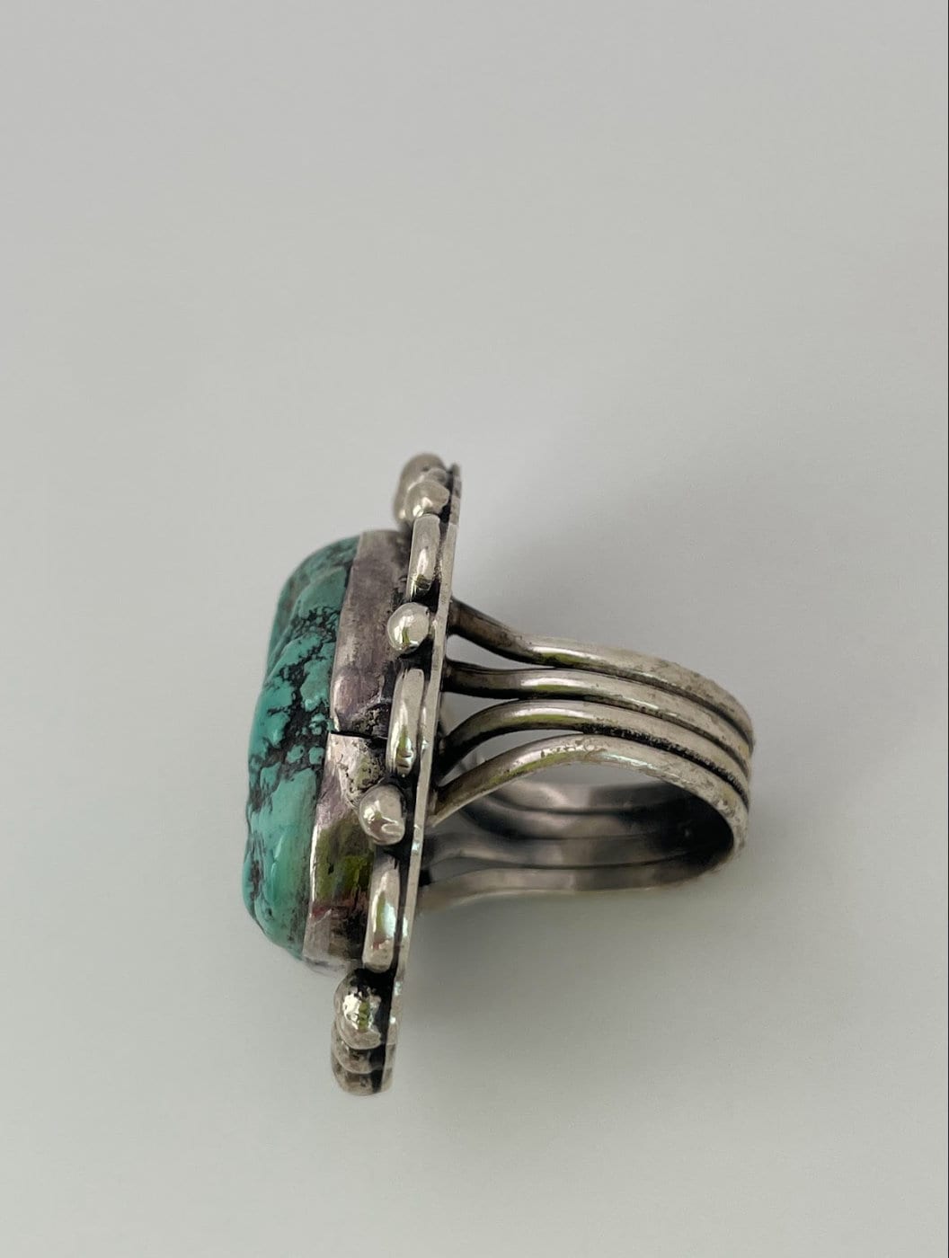 Vintage Southwestern Style Rough Turquoise and Sterling Silver Ring