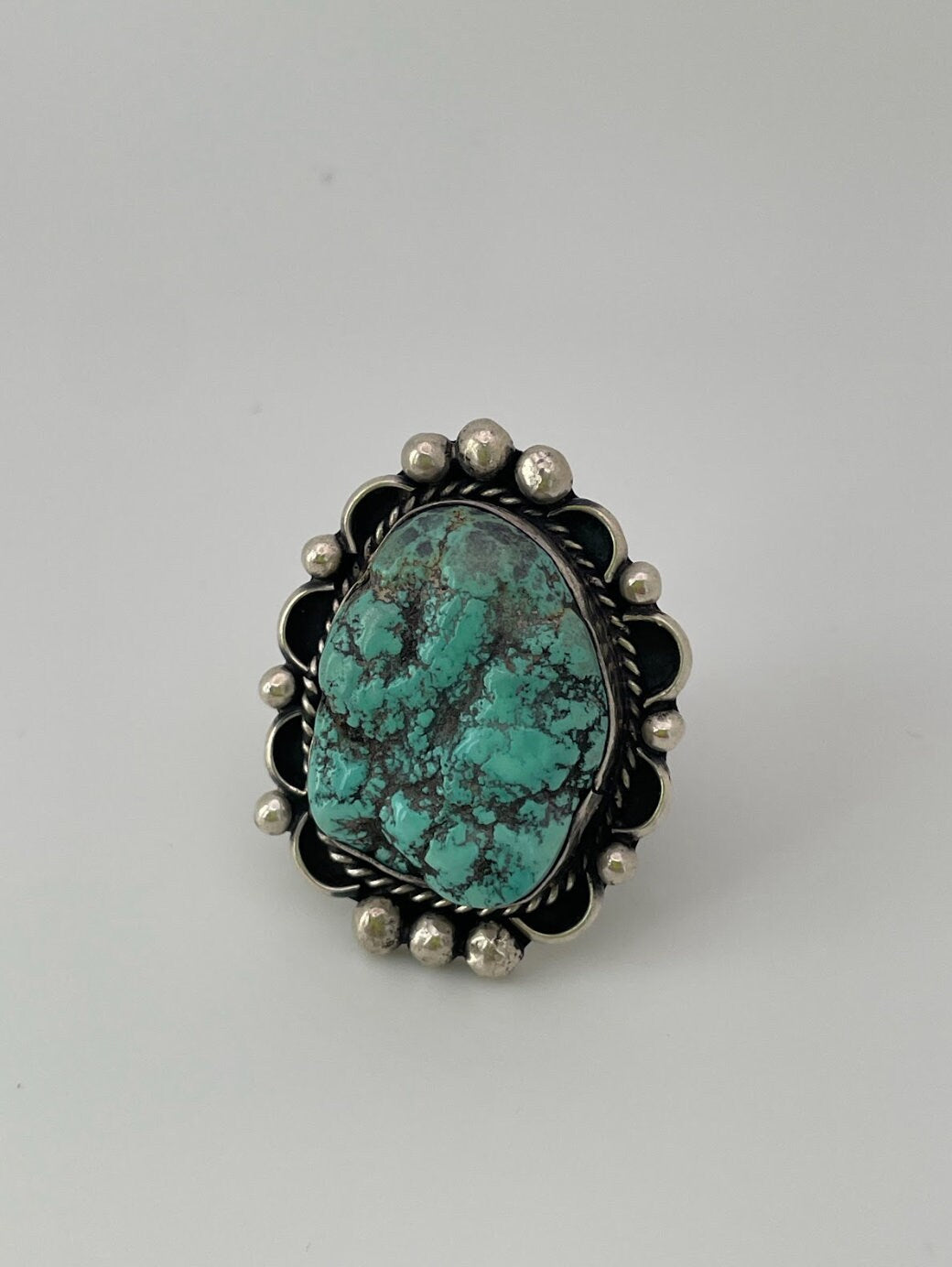 Vintage Southwestern Style Rough Turquoise and Sterling Silver Ring