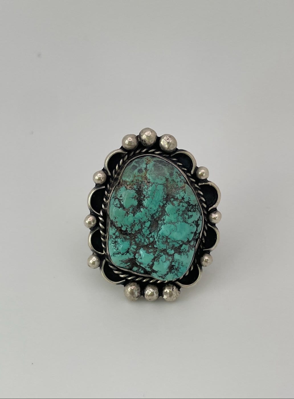 Vintage Southwestern Style Rough Turquoise and Sterling Silver Ring