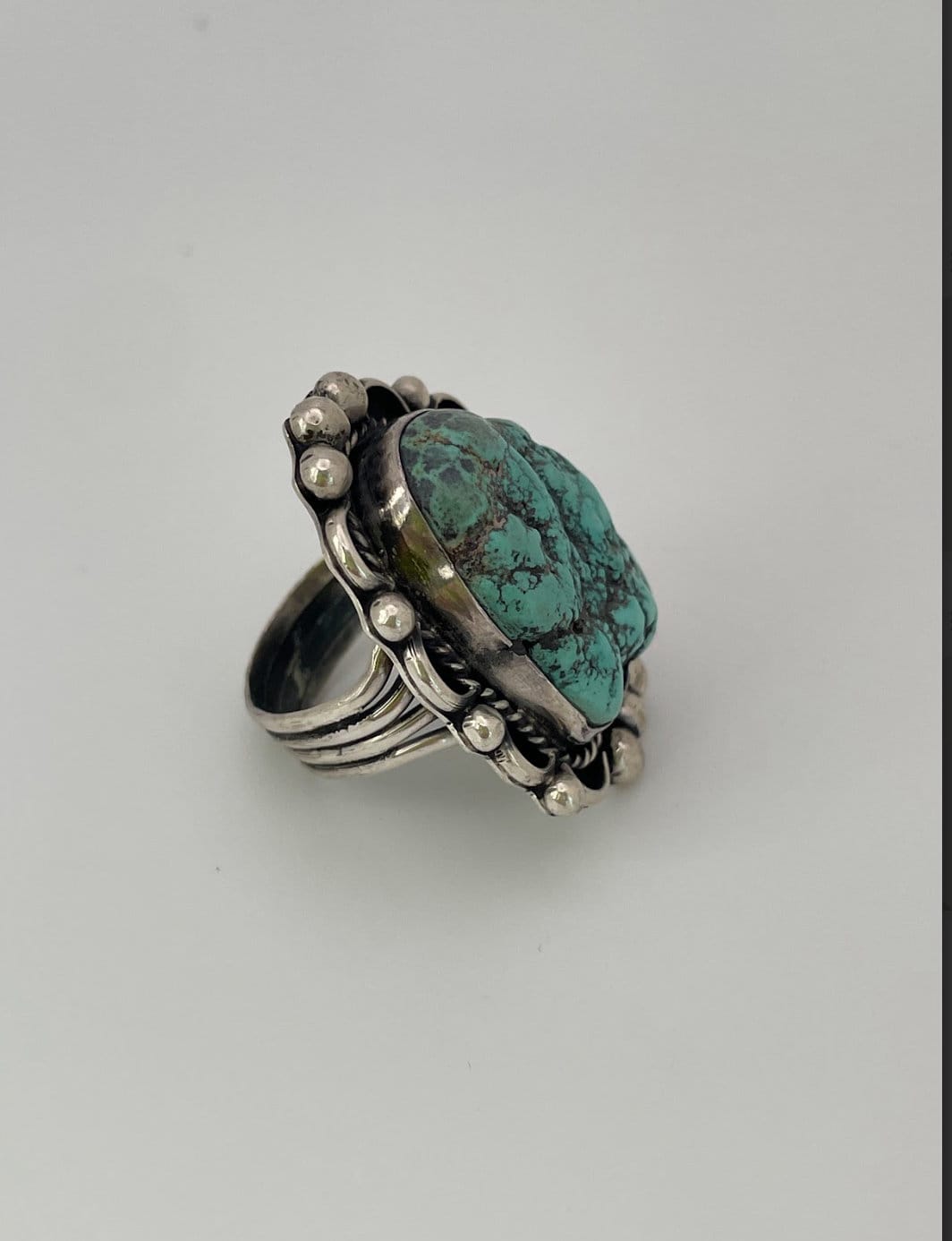 Vintage Southwestern Style Rough Turquoise and Sterling Silver Ring