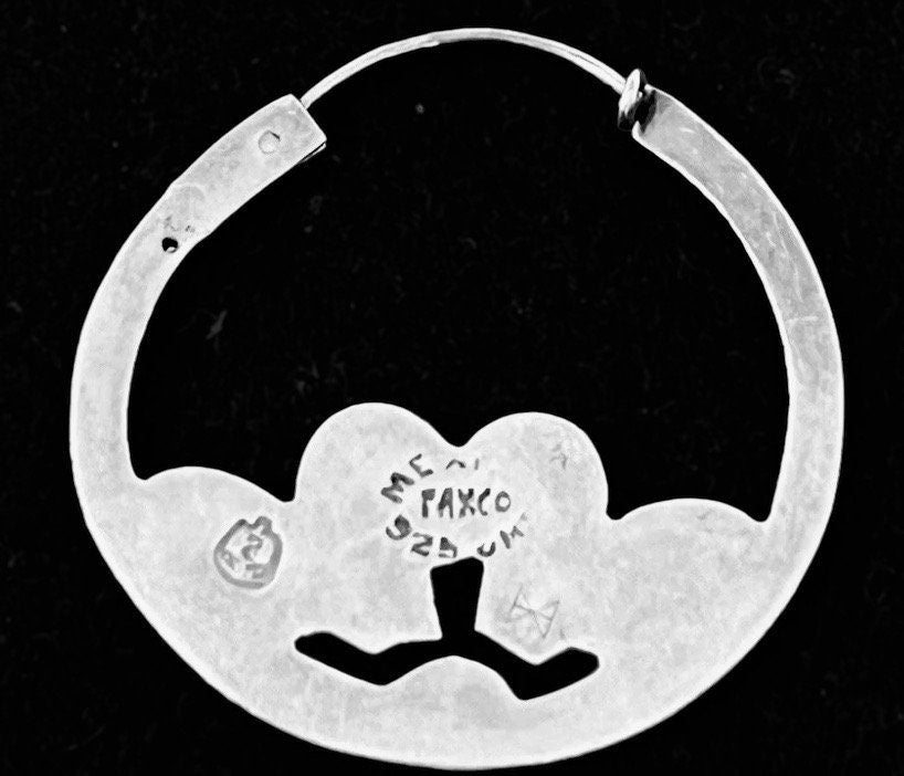 Vintage Sterling Silver Lotus Hoops Taxco Mexico
