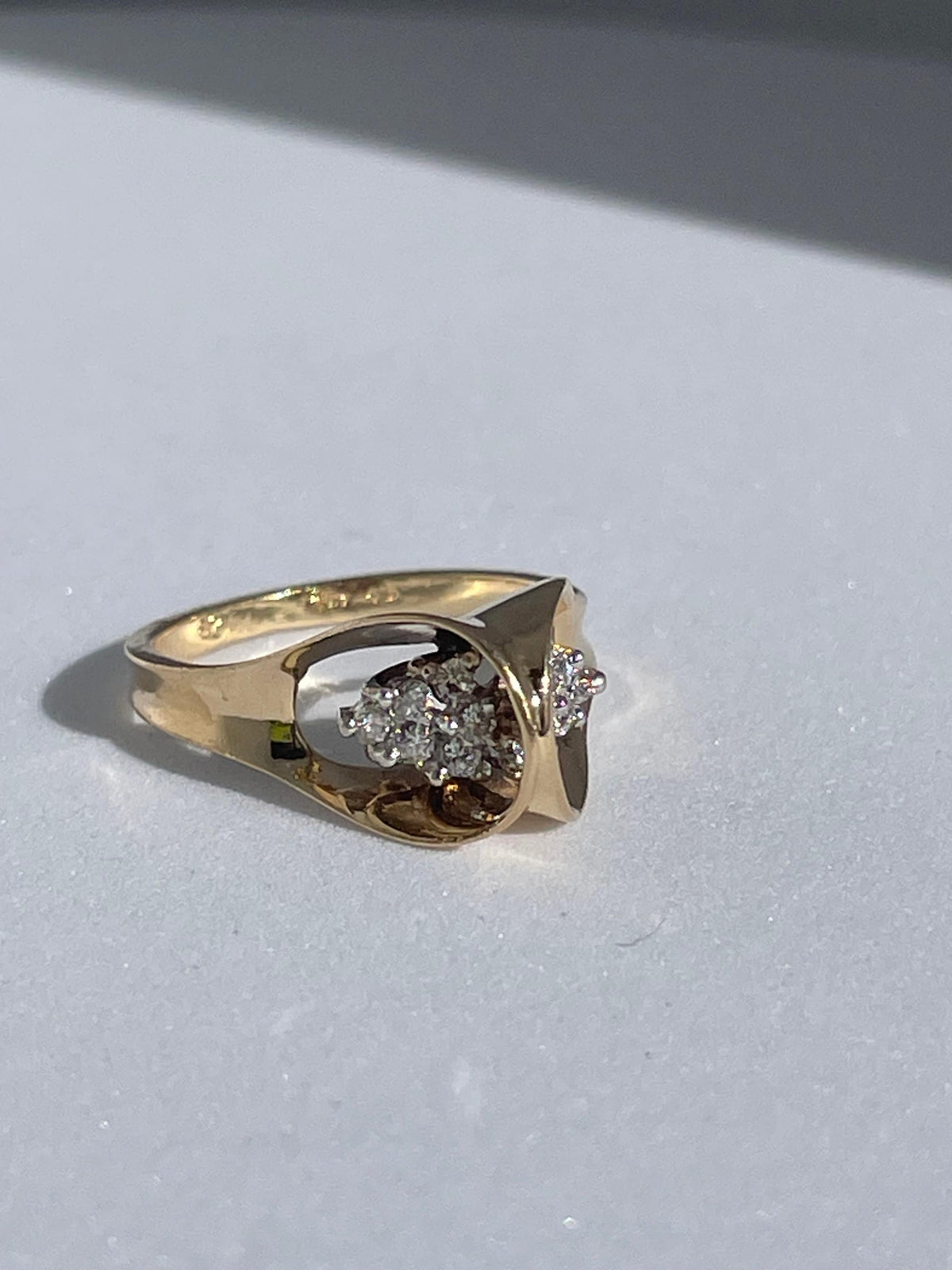 Vintage 1990s 14K Gold Diamond Statement Ring