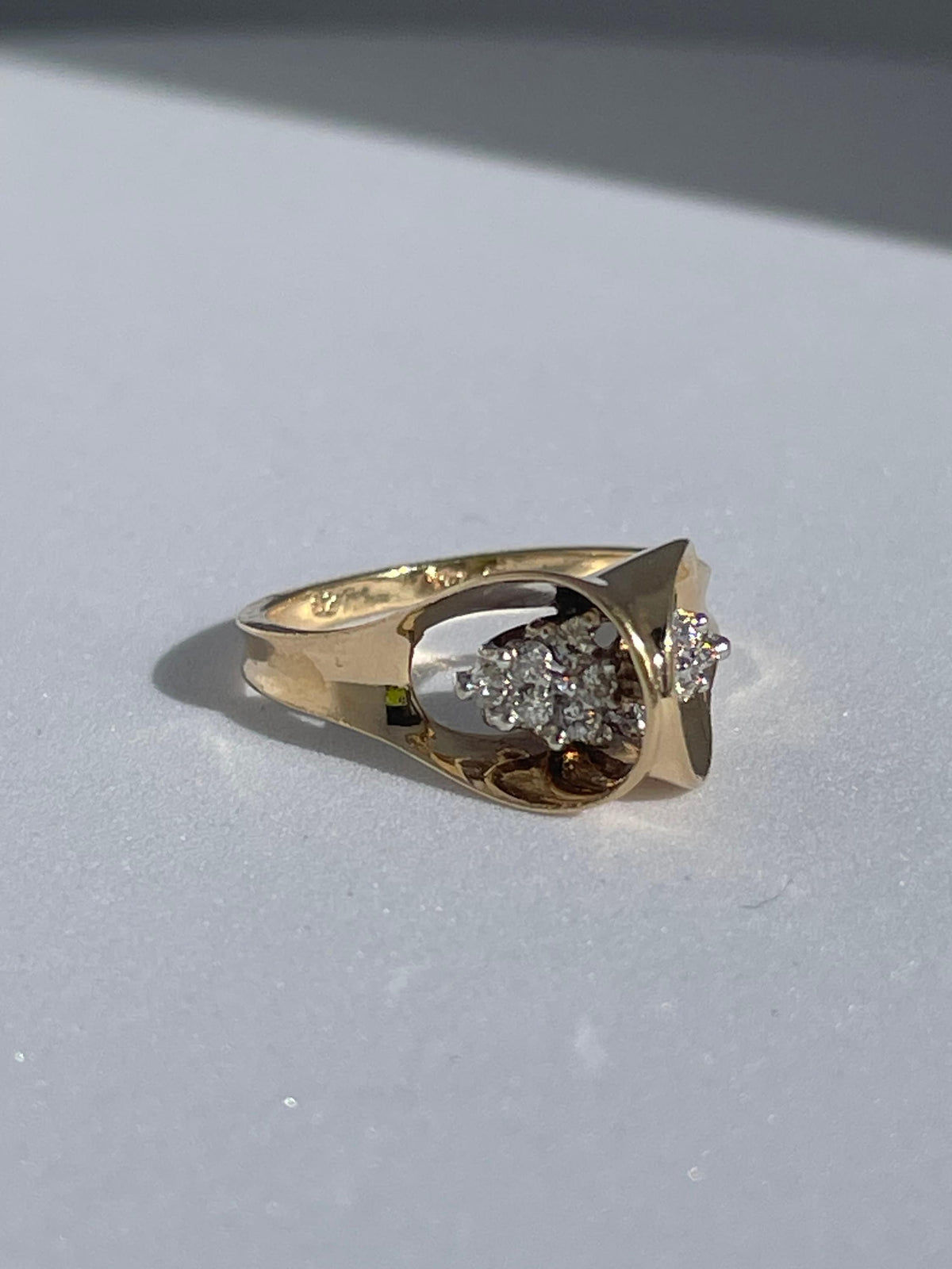 Vintage 1990s 14K Gold Diamond Statement Ring