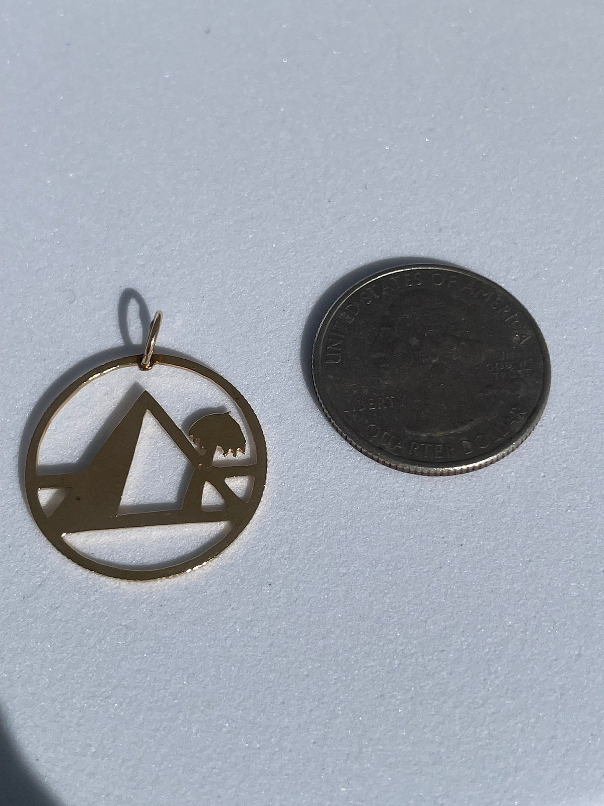 Vintage 1970s 14K Gold Pyramid Palm Tree Charm Pendant