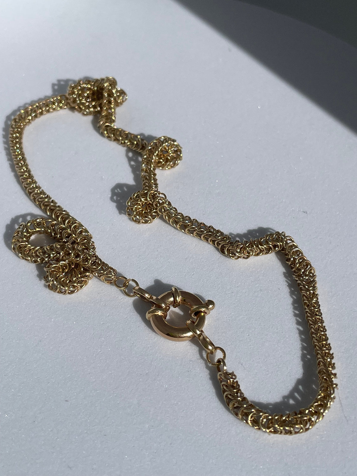 Heavy Vintage Link Chain Necklace 10K Gold 14K Nautical Clasp