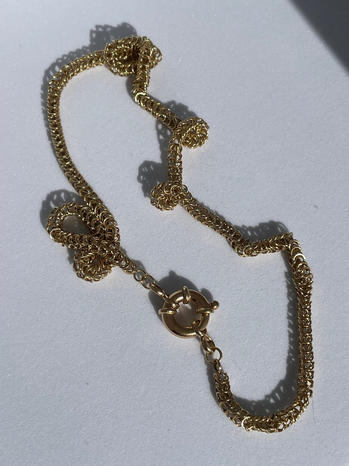Heavy Vintage Link Chain Necklace 10K Gold 14K Nautical Clasp