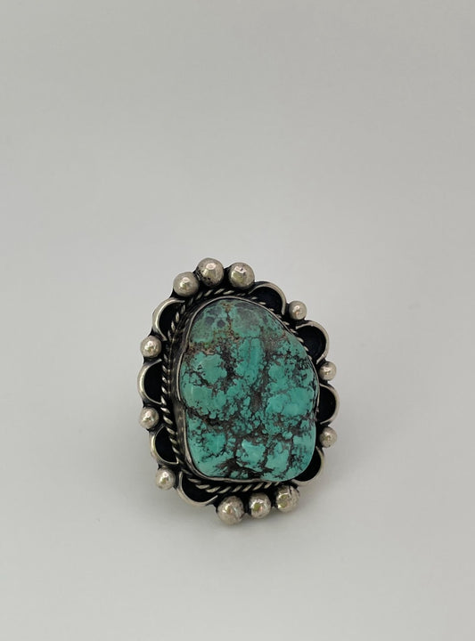 Vintage Southwestern Style Rough Turquoise and Sterling Silver Ring