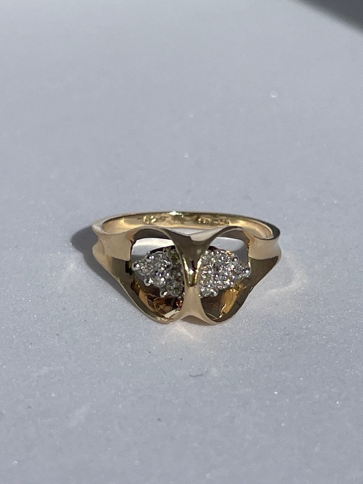 Vintage 1990s 14K Gold Diamond Statement Ring