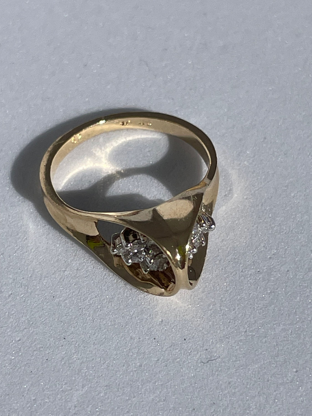 Vintage 1990s 14K Gold Diamond Statement Ring