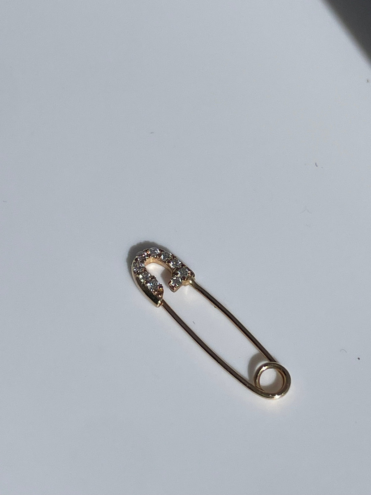 Vintage 14K Gold and Diamond Safety Pin Earring Designer