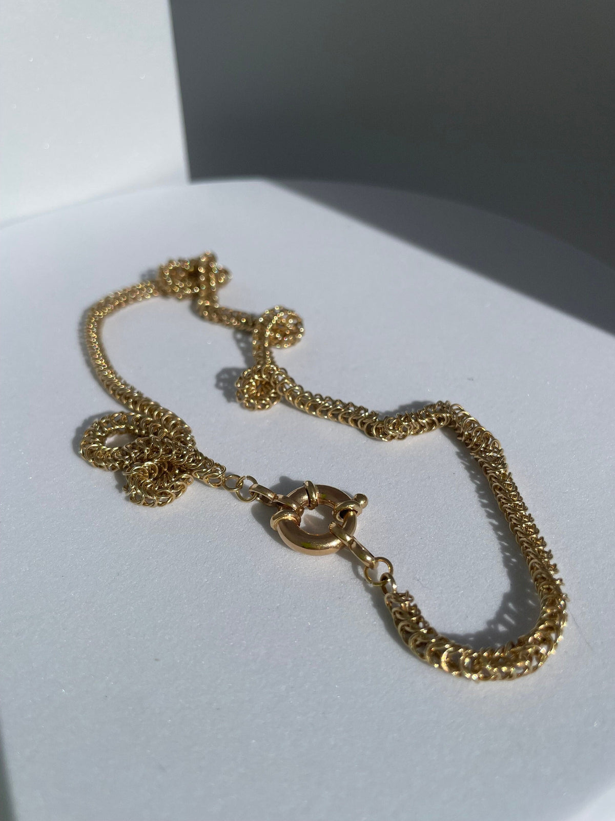 Heavy Vintage Link Chain Necklace 10K Gold 14K Nautical Clasp
