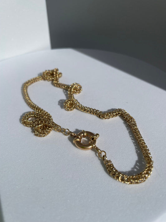 Heavy Vintage Link Chain Necklace 10K Gold 14K Nautical Clasp