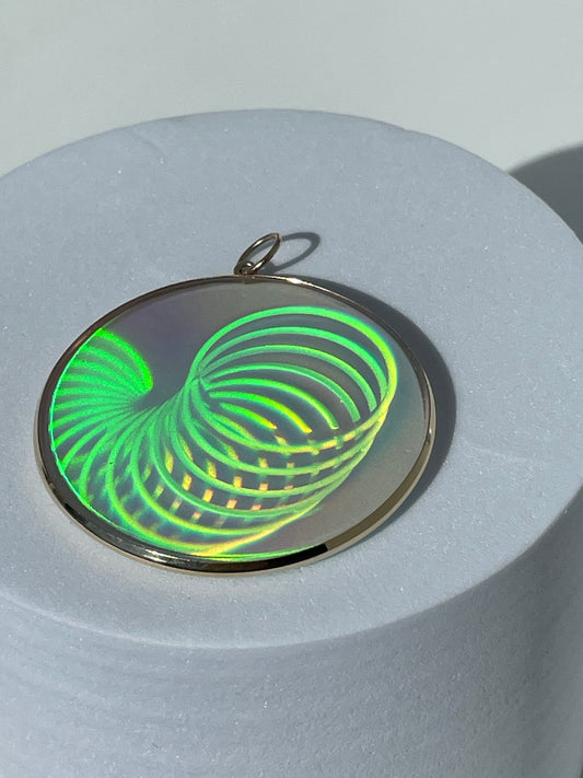 Vintage 9K Gold Slinky Hologram Pendant Novelty Y2K