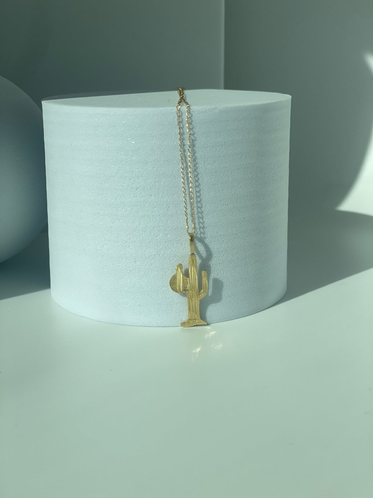 Vintage 14K Gold Saguaro Cactus Charm Necklace Southwestern